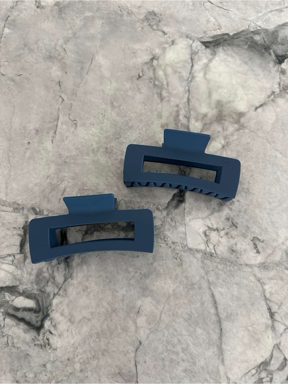Matte Navy Rectangle Hair Claw Clips - Set of 2